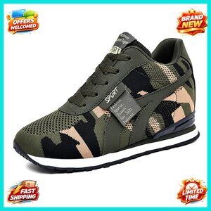 Platform Canvas Sneakers Hidden Wedge Mesh Fabric Casual Fashion Shoes